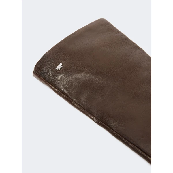 Max Mara Mid-Length Nappa Leather Gloves in Dark Brown | Gloves | Coveti