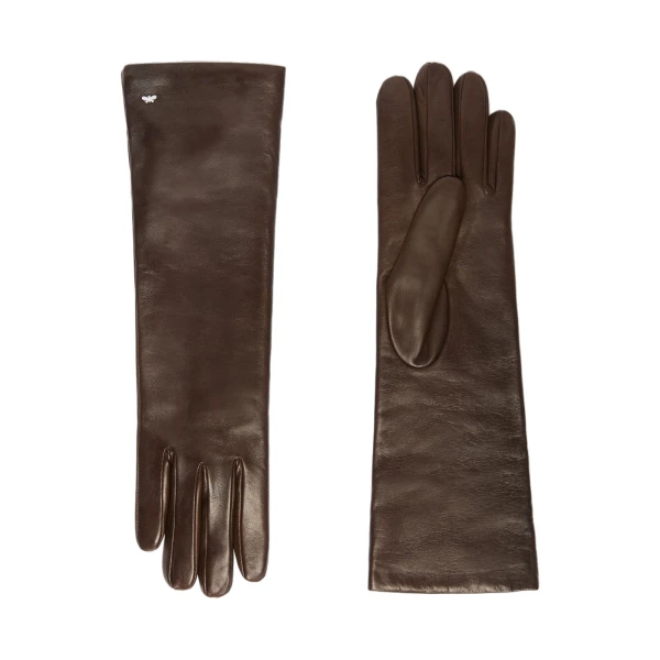 Mid-Length Nappa Leather Gloves in Dark Brown