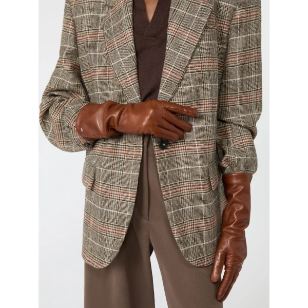 Max Mara Mid-Length Nappa Leather Gloves in Tobacco | Gloves | Coveti