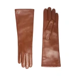 Max Mara Mid-Length Nappa Leather Gloves in Tobacco | Gloves | Coveti