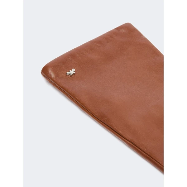 Max Mara Mid-Length Nappa Leather Gloves in Tobacco | Gloves | Coveti