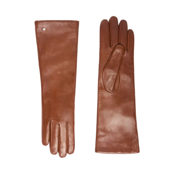 Max Mara Mid-Length Nappa Leather Gloves in Tobacco | Gloves | Coveti