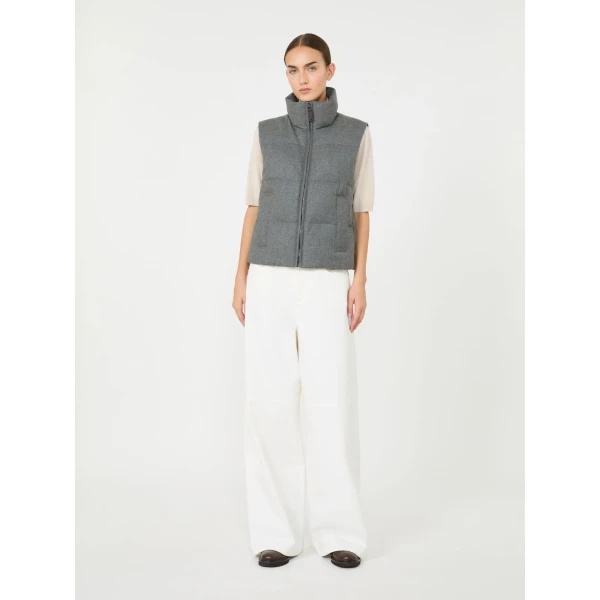Max Mara Milord Padded Cashmere Blend Gilet in Medium Grey | Vests | Coveti