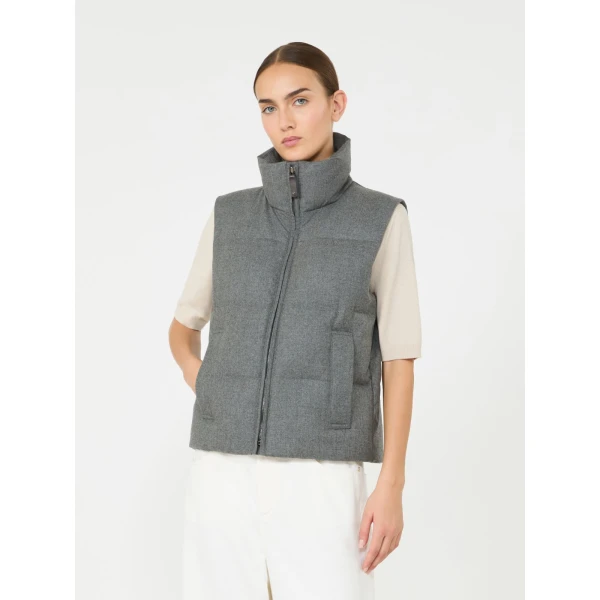 Max Mara Milord Padded Cashmere Blend Gilet in Medium Grey | Vests | Coveti