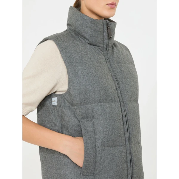 Max Mara Milord Padded Cashmere Blend Gilet in Medium Grey | Vests | Coveti