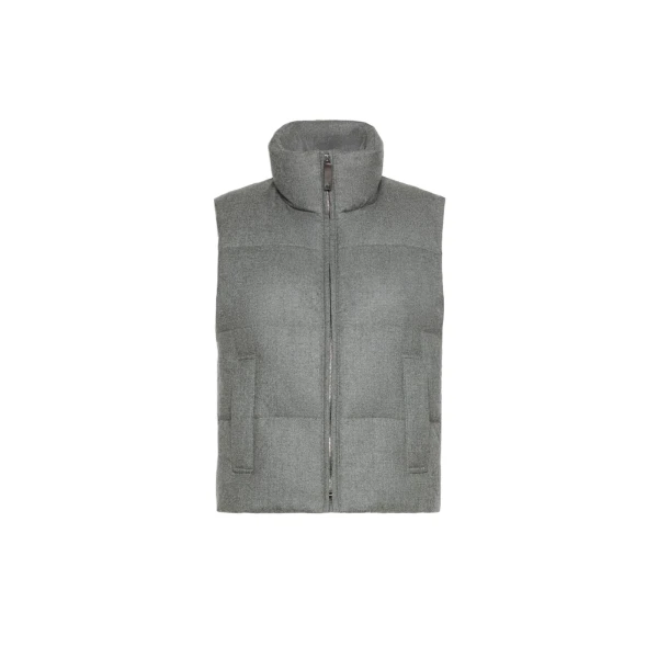 Max Mara Milord Padded Cashmere Blend Gilet in Medium Grey | Vests | Coveti