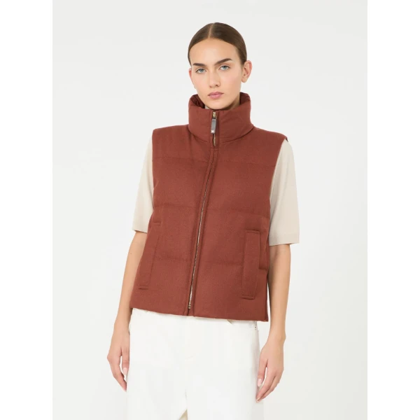 Max Mara Milord Padded Cashmere Blend Gilet in Rust | Vests | Coveti