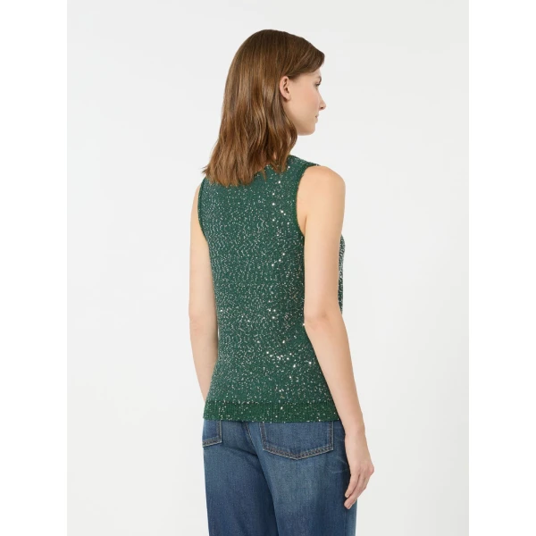 Max Mara Milord Sleeveless Sequin Jumper in Green | Sweaters | Coveti