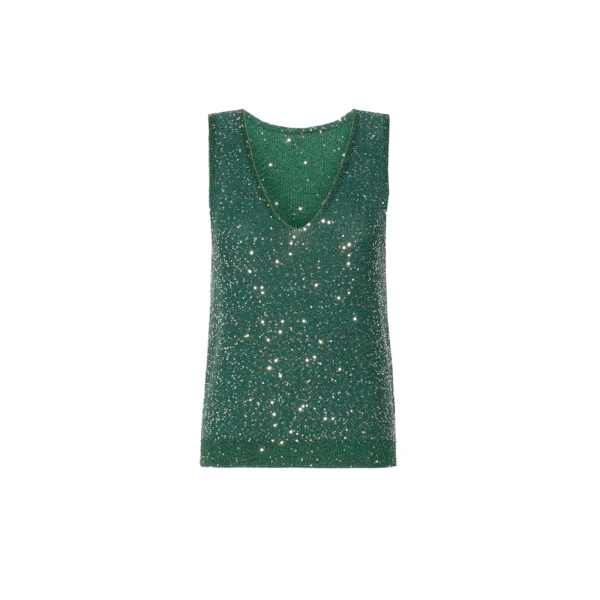 Max Mara Milord Sleeveless Sequin Jumper in Green | Sweaters | Coveti