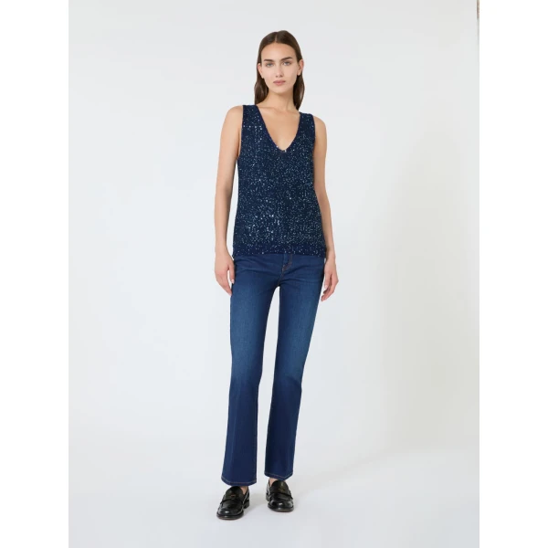 Max Mara Milord Sleeveless Sequin Jumper in Navy | Sweaters | Coveti