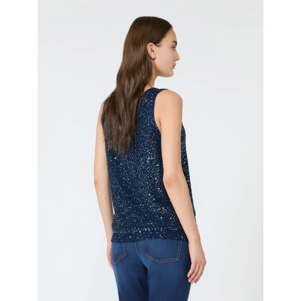 Max Mara Milord Sleeveless Sequin Jumper in Navy | Sweaters | Coveti