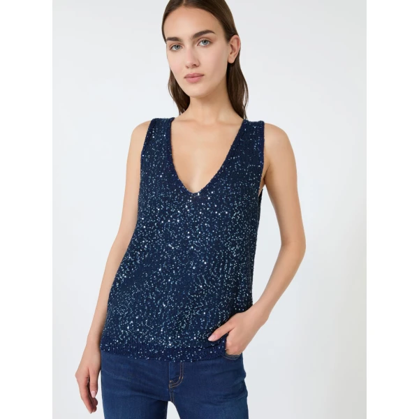 Max Mara Milord Sleeveless Sequin Jumper in Navy | Sweaters | Coveti