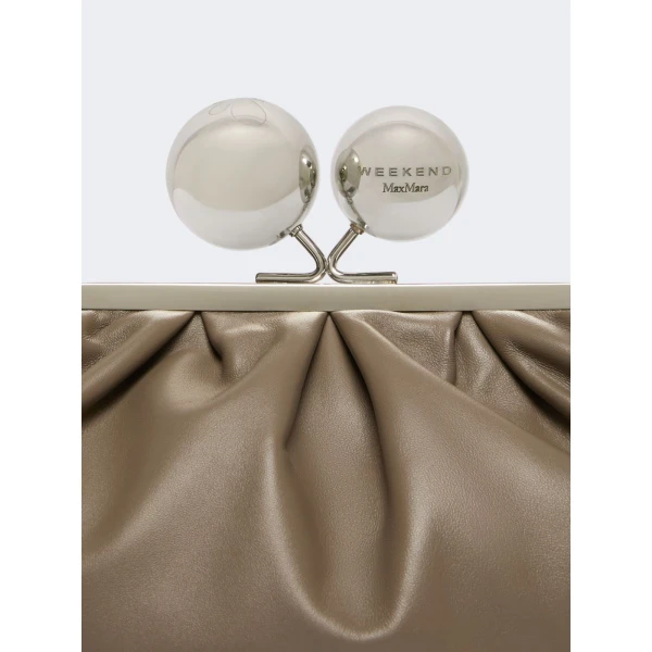 Max Mara Milvanew Medium Nappa Pasticcino Bag in Mud | Clutch Bags | Coveti