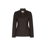Max Mara Mirra Double-Breasted Wool Flannel Jacket in Dark Brown | Blazers | Coveti