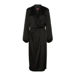 Max Mara Miss Envers Satin Wrap Midi Dress in Black | Midi Dresses | Coveti