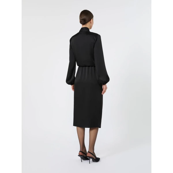 Max Mara Miss Envers Satin Wrap Midi Dress in Black | Midi Dresses | Coveti