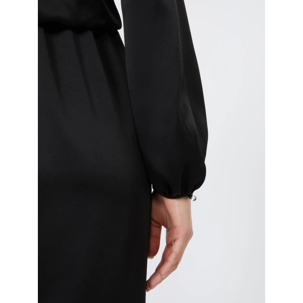 Max Mara Miss Envers Satin Wrap Midi Dress in Black | Midi Dresses | Coveti