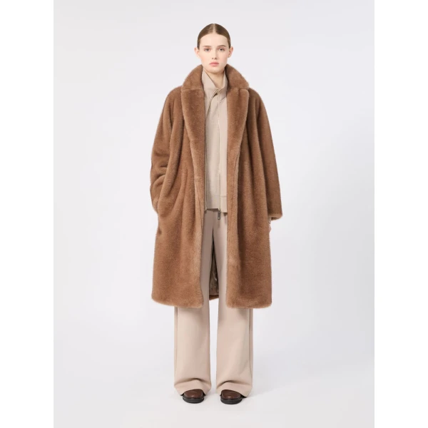 Max Mara Miss Soft-Textured Wrap Coat in Beige | Coats | Coveti