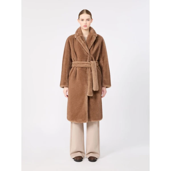 Max Mara Miss Soft-Textured Wrap Coat in Beige | Coats | Coveti