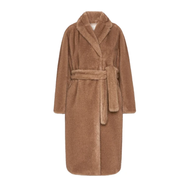 Max Mara Miss Soft-Textured Wrap Coat in Beige | Coats | Coveti
