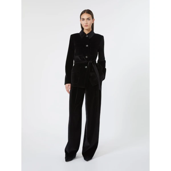 Max Mara Mister Cotton Velvet Trousers in Black | Tailored pants | Coveti