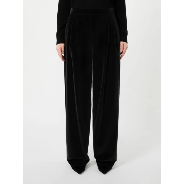 Max Mara Mister Cotton Velvet Trousers in Black | Tailored pants | Coveti