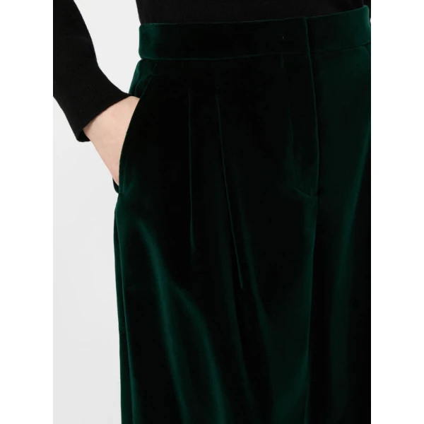 Max Mara Mister Cotton Velvet Trousers in Green | Tailored pants | Coveti