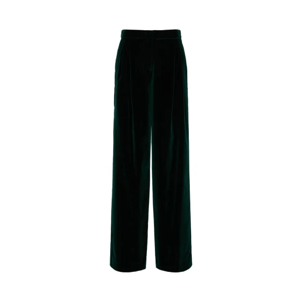 Max Mara Mister Cotton Velvet Trousers in Green | Tailored pants | Coveti