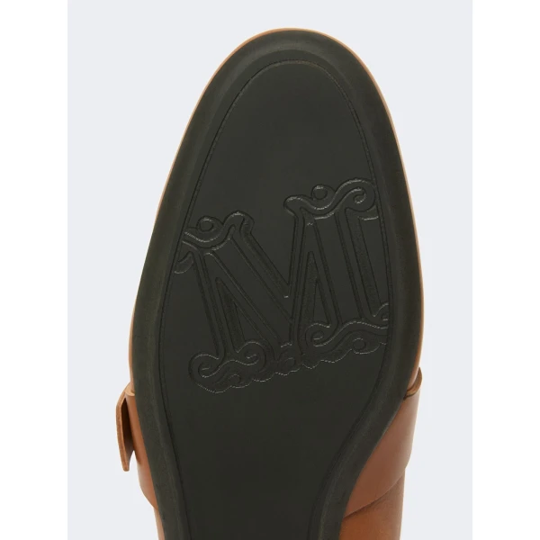 Max Mara Mister Fringed Leather Loafers in Amber Brown | Loafers | Coveti