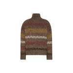 Max Mara Moda Jacquard Wool Cotton Roll Neck Jumper in Chocolate | Turtlenecks | Coveti