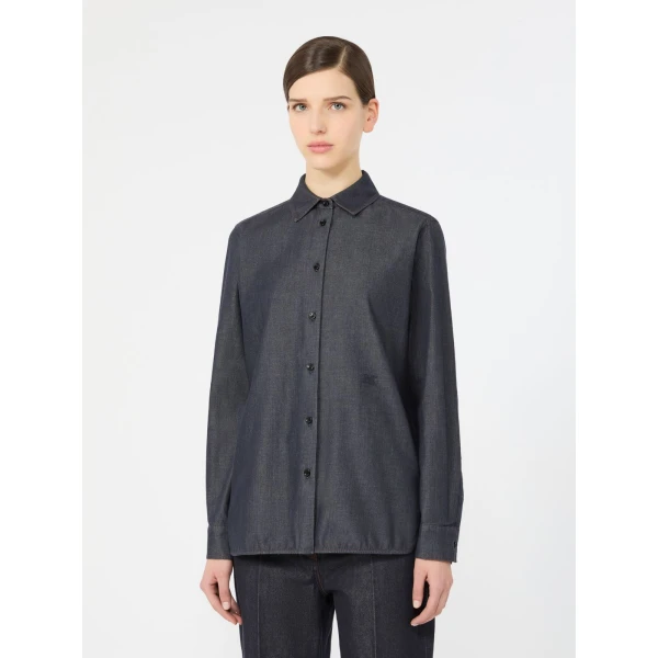 Max Mara Molo Denim-Look Cotton Shirt in Ultramarine | Shirts | Coveti