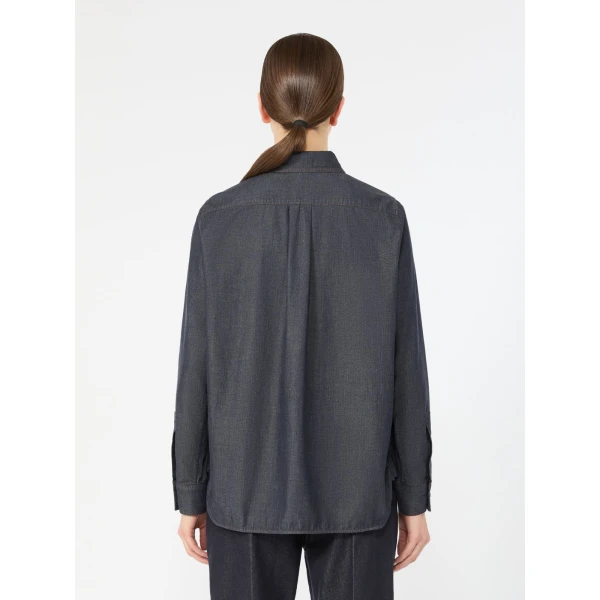Max Mara Molo Denim-Look Cotton Shirt in Ultramarine | Shirts | Coveti