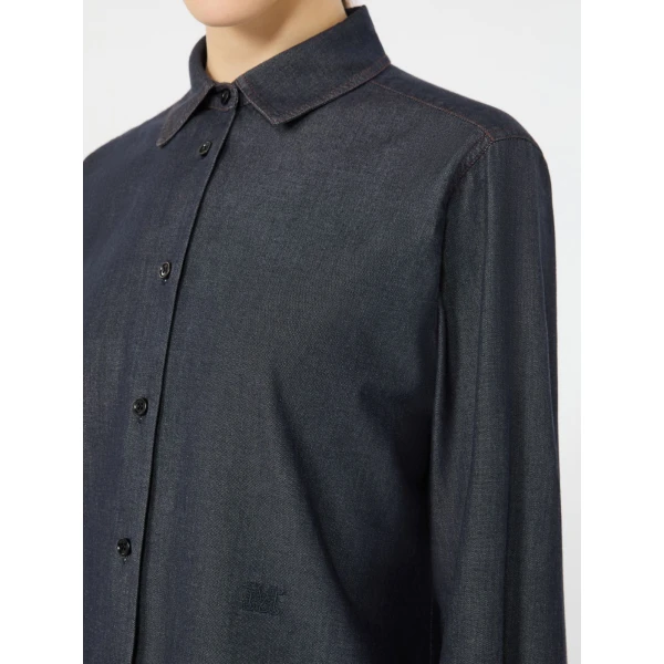 Max Mara Molo Denim-Look Cotton Shirt in Ultramarine | Shirts | Coveti