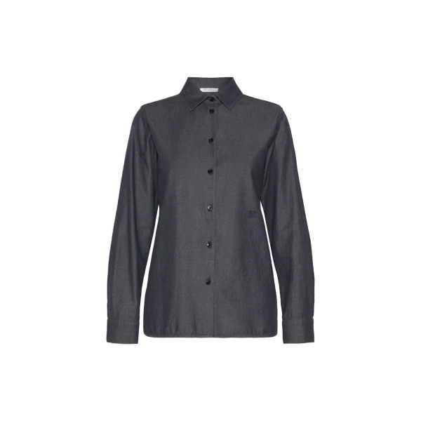 Molo Denim-Look Cotton Shirt in Ultramarine