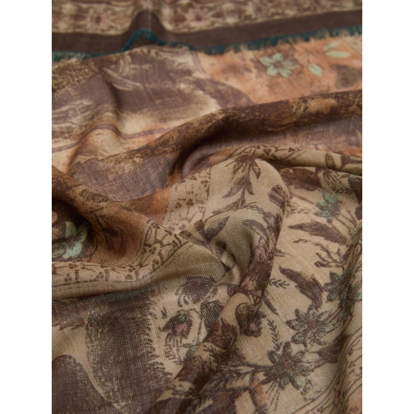 Max Mara Moneta Printed Wool and Silk Shawl in Pale Yellow | Scarves | Coveti