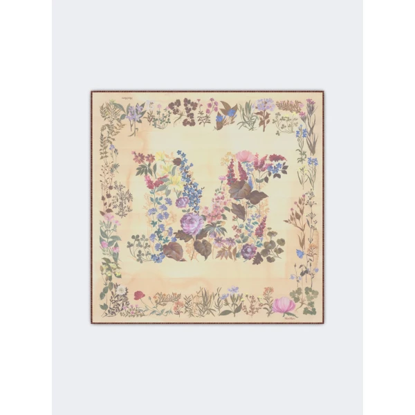 Max Mara Moneta Wool and Silk Square Shawl in Beige | Scarves | Coveti