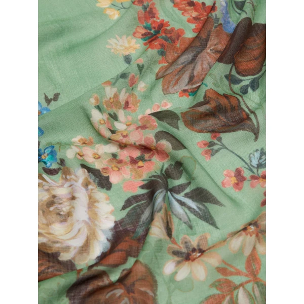 Max Mara Moneta Wool and Silk Square Shawl in Green | Scarves | Coveti
