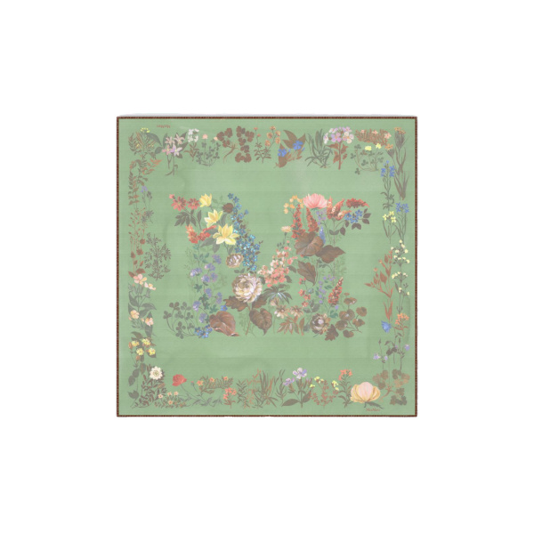 Max Mara Moneta Wool and Silk Square Shawl in Green | Scarves | Coveti