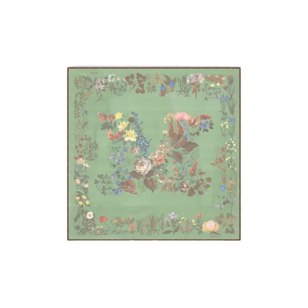 Max Mara Moneta Wool and Silk Square Shawl in Green | Scarves | Coveti