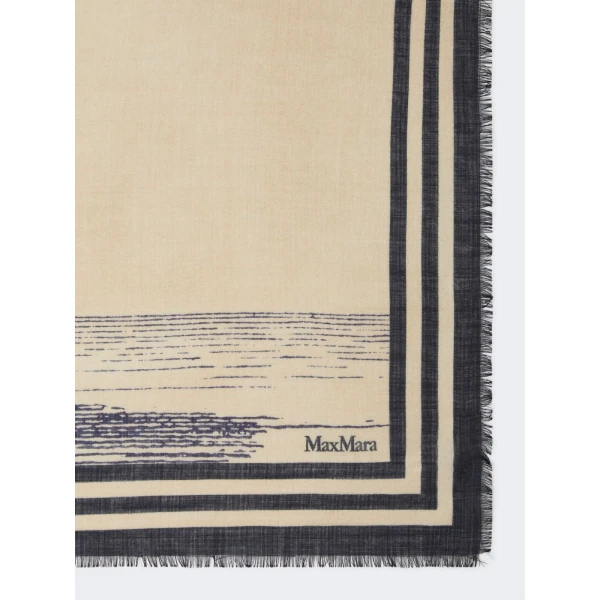 Max Mara Moneta Wool and Silk Square Shawl in Natural | Scarves | Coveti