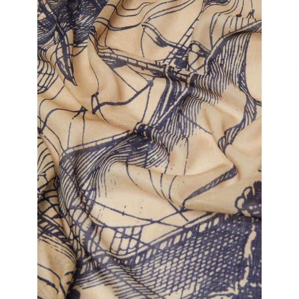 Max Mara Moneta Wool and Silk Square Shawl in Natural | Scarves | Coveti