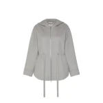Max Mara Monia Short Hooded Wool Coat in Pearl Grey | Wool Coat | Coveti