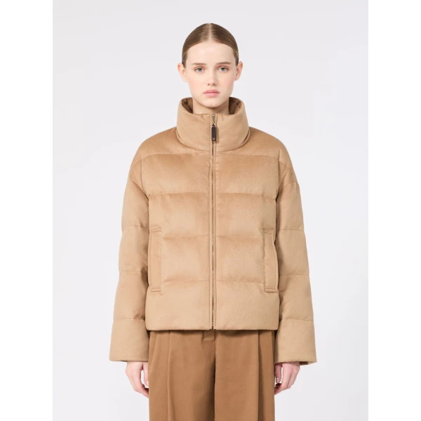 Max Mara Mora Reversible Camel Drap Puffer Jacket in Beige | Jackets | Coveti