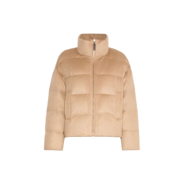 Max Mara Mora Reversible Camel Drap Puffer Jacket in Beige | Jackets | Coveti