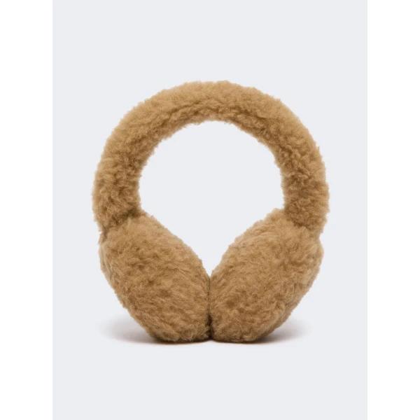 Max Mara Muffy Teddy Fabric Earmuffs in Camel | Hats | Coveti