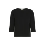 Max Mara Multia Stretch Cotton Boat-Neck T-Shirt in Black | T-shirts | Coveti