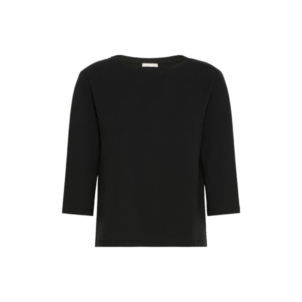 Multia Stretch Cotton Boat-Neck T-Shirt in Black