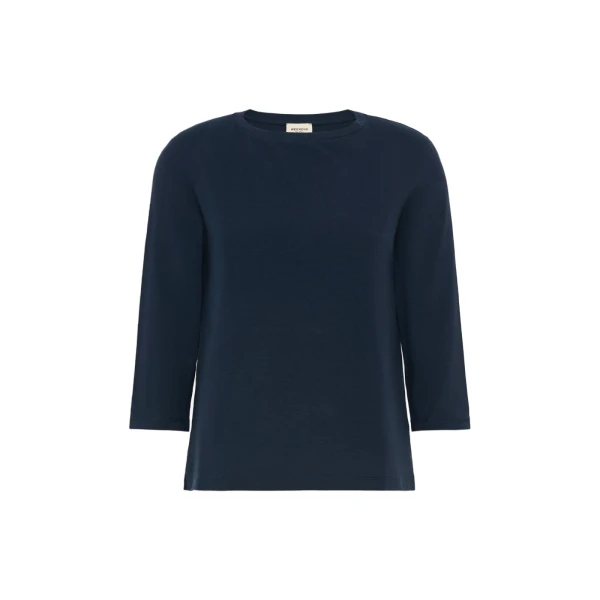Max Mara Multia Stretch Cotton Boat-Neck T-Shirt in Navy | T-shirts | Coveti