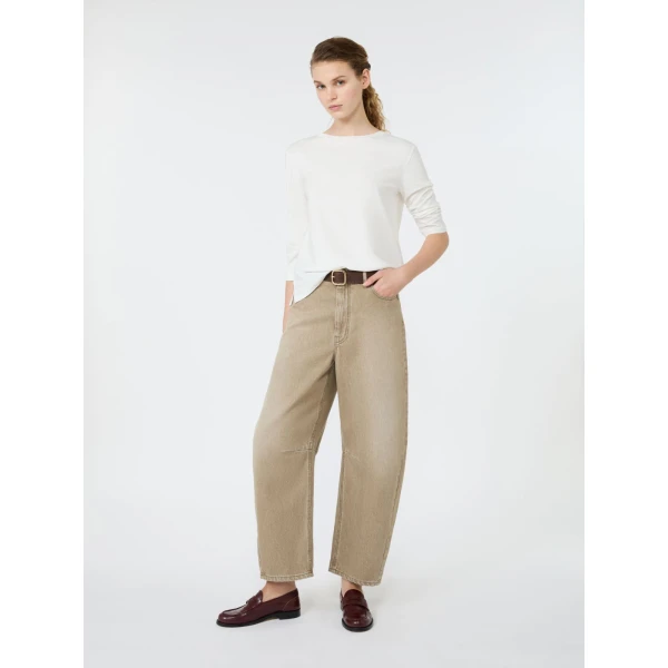 Max Mara Multia Stretch Cotton Boat-Neck T-Shirt in White | T-shirts | Coveti