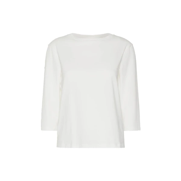 Max Mara Multia Stretch Cotton Boat-Neck T-Shirt in White | T-shirts | Coveti
